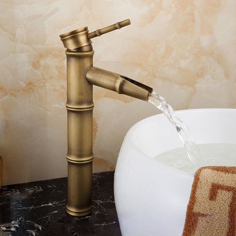 Koadclo | Farmhouse Brass Bathroom Faucet - Single Hole with Lever Handle