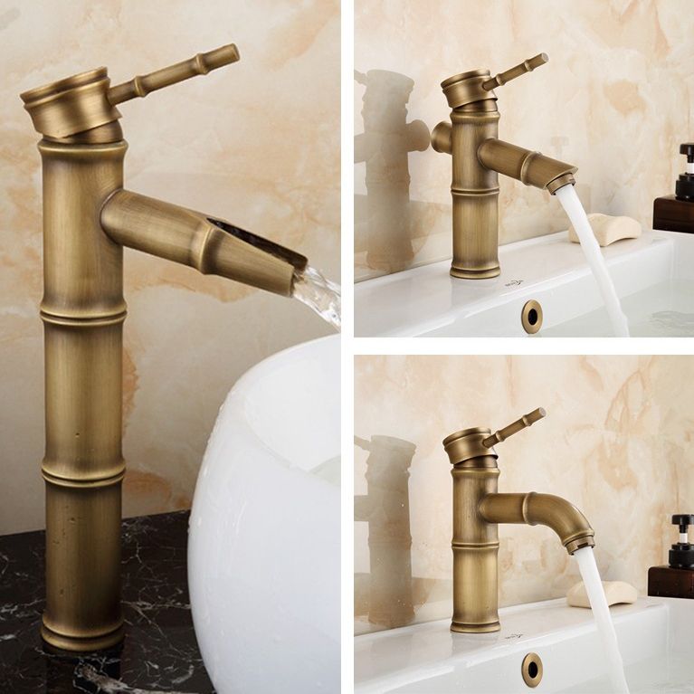 Koadclo | Farmhouse Brass Bathroom Faucet - Single Hole with Lever Handle
