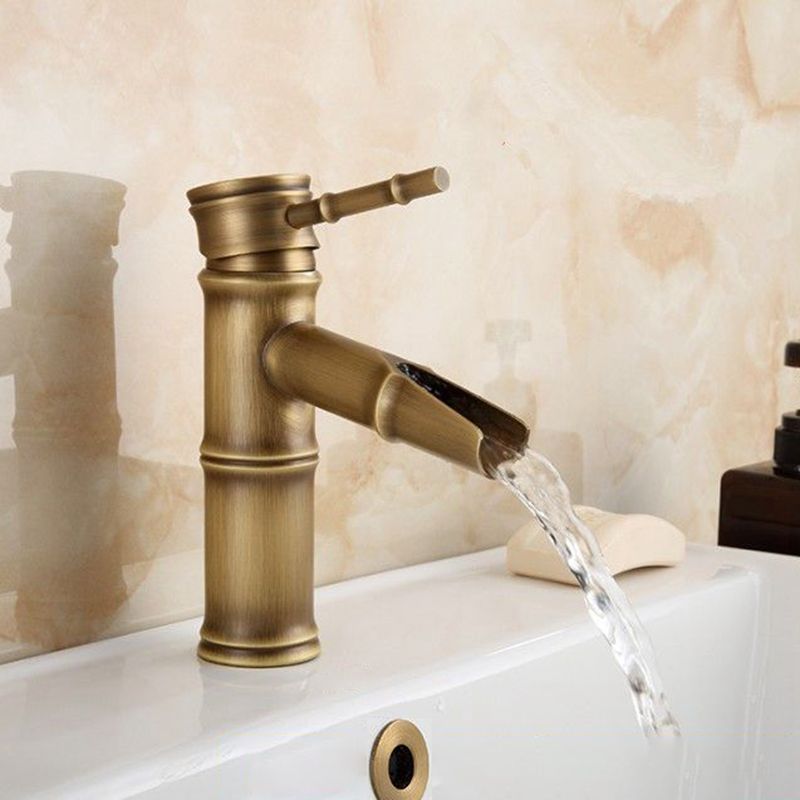 Koadclo | Farmhouse Brass Bathroom Faucet - Single Hole with Lever Handle
