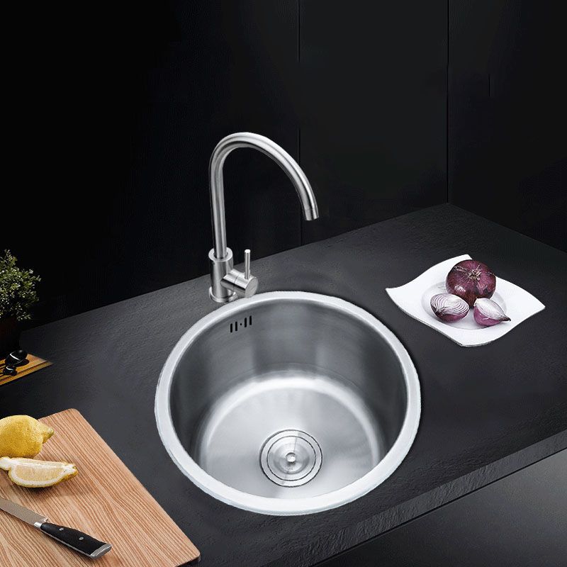 Koadclo | Round Stainless Steel Sink - Built-in with Basket Strainer