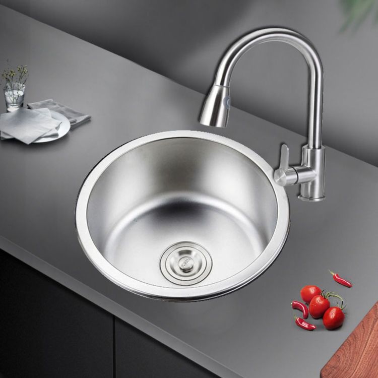 Koadclo | Round Stainless Steel Sink - Built-in with Basket Strainer