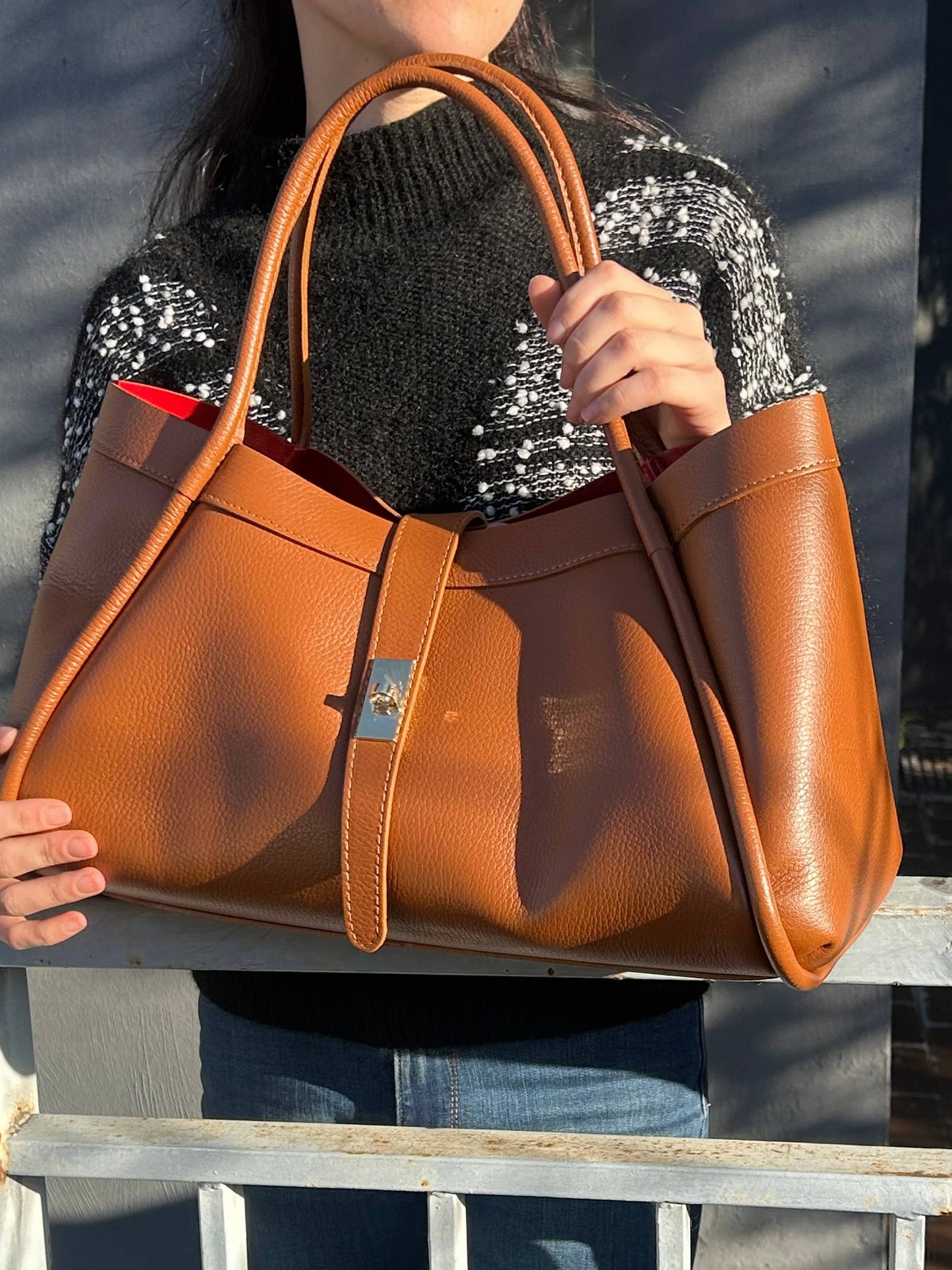 Koadclo|Elegant Large Genuine Leather Bag Made in Italy – 45x25x20