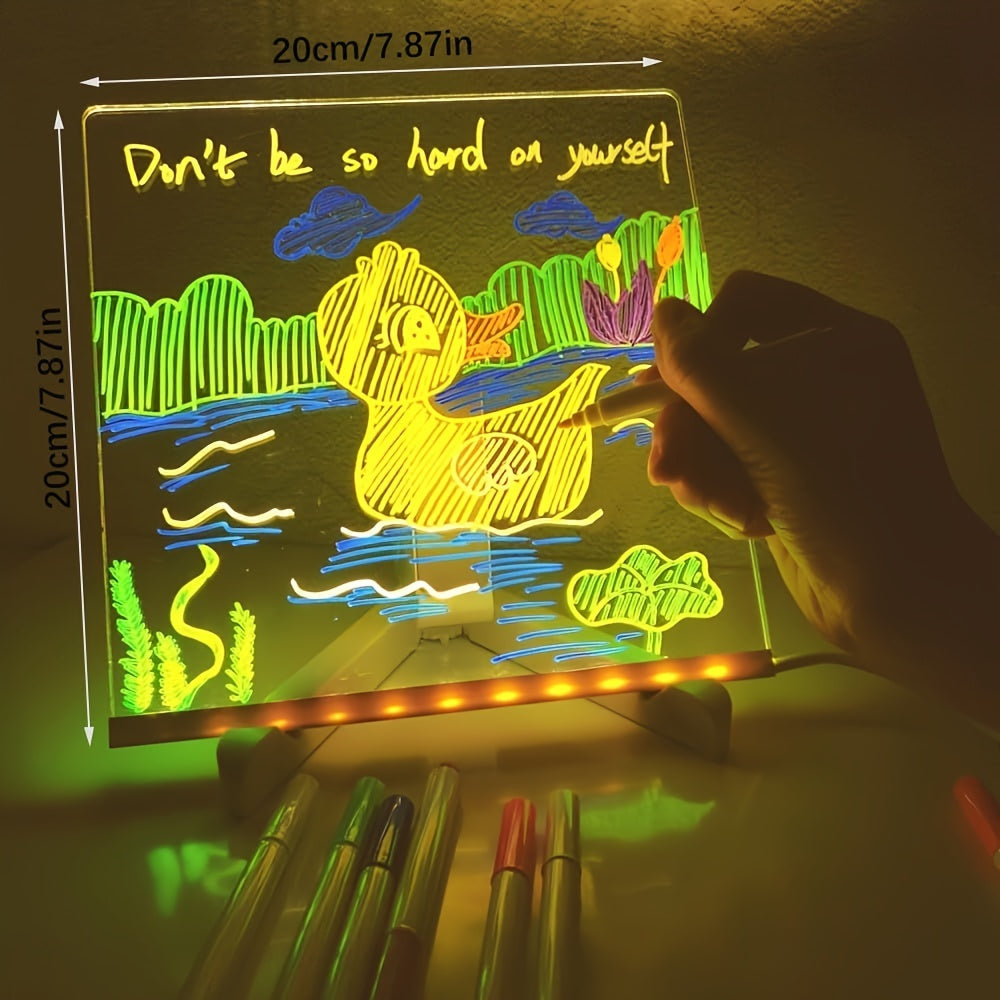 Koadclo | USB LED Noteboard with 12 Colored Pens - Bright Message Board for Office & Home