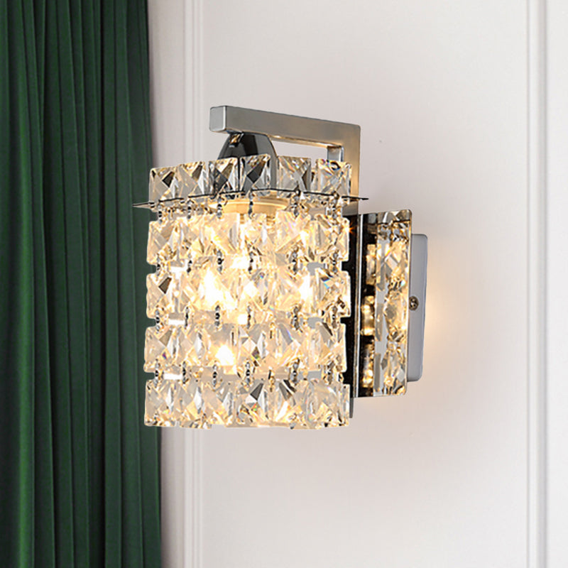 Koadclo | Rectangular Crystal Wall Sconce - Chrome with Crystal Rod Draping