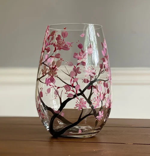 Amtn Club | Hand Painted Four Seasons Tree Wine Glasses – Unique Art Crystal Stemware Set