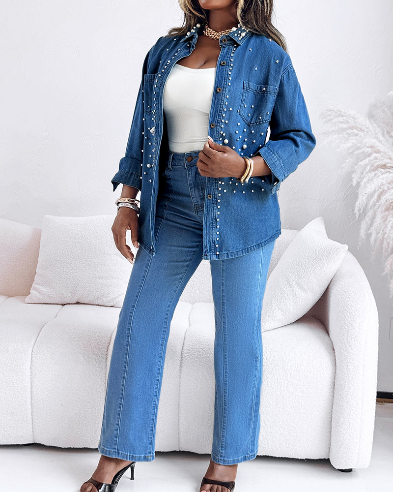 High Waist Straight Leg Seam Front Zip Casual Jeans