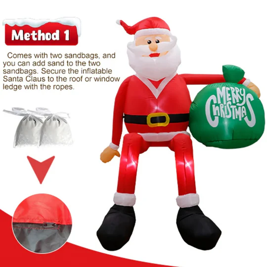 Koadclo | Giant 8FT LED Inflatable Climbing Santa – Premium Waterproof Outdoor Christmas Decor