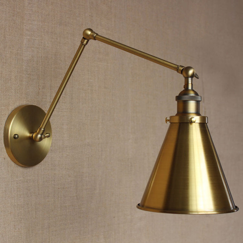 Koadclo | Cone-Shaped Iron Wall Mount Light - Antique Bedroom Wall Fixture