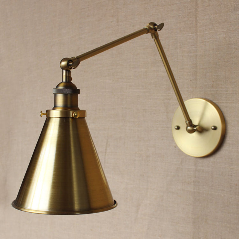 Koadclo | Cone-Shaped Iron Wall Mount Light - Antique Bedroom Wall Fixture