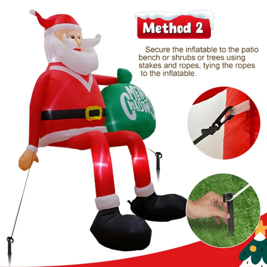 Koadclo | Giant 8FT LED Inflatable Climbing Santa – Premium Waterproof Outdoor Christmas Decor