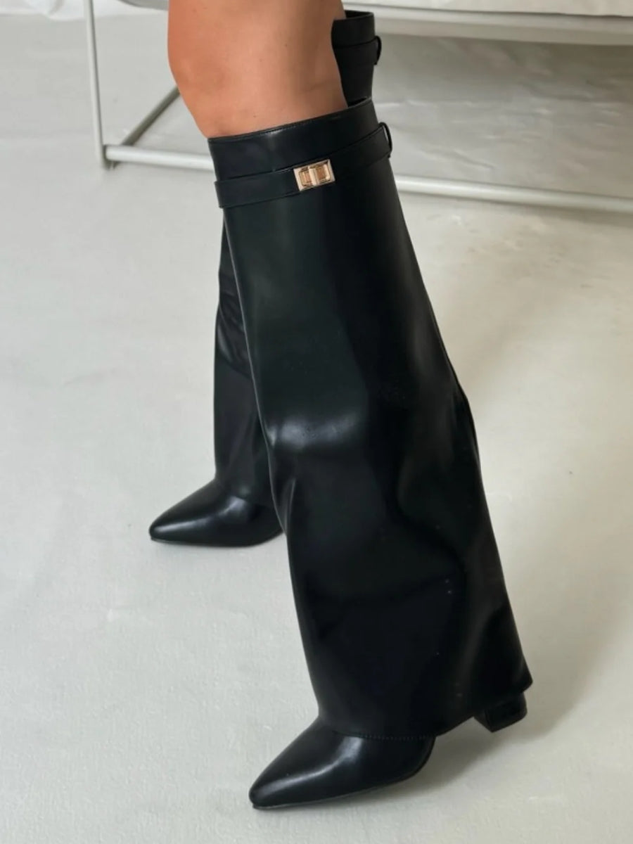 Milly | Women’s Leather Thigh-High Boots with Buckle
