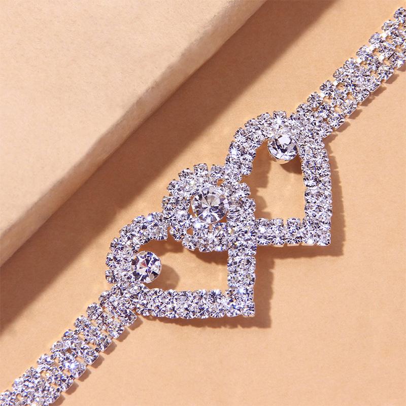 Koadclo | Fashion Rhinestone Double Heart Anklet