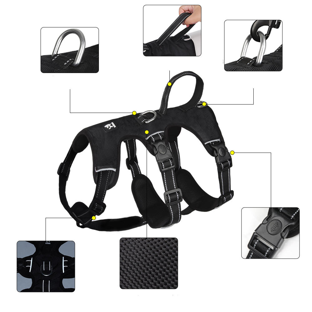 Koadclo | Reflective Anti-Pull Dog Harness – No-Pull Pet Vest with Handle, GripGuard