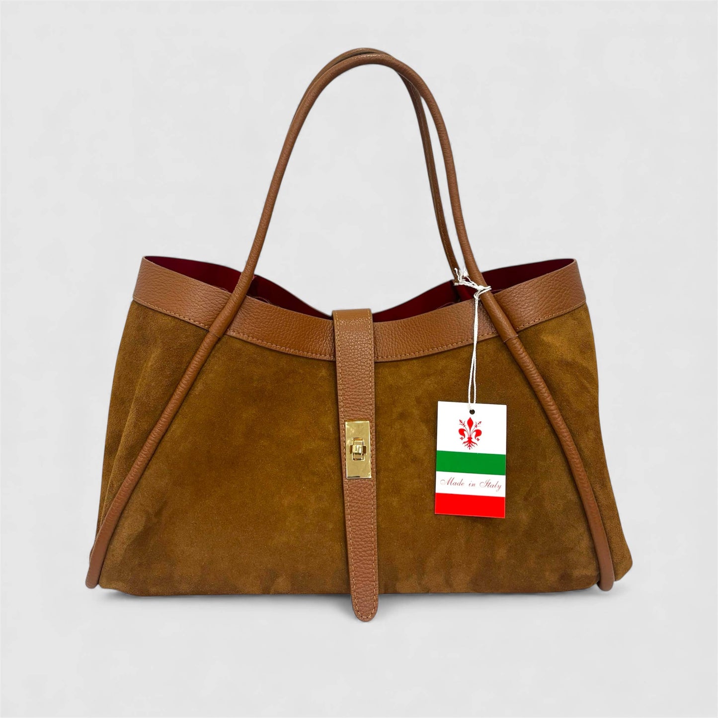 Koadclo|Genuine Suede and Togo Leather Bag, Made in Italy with Strap