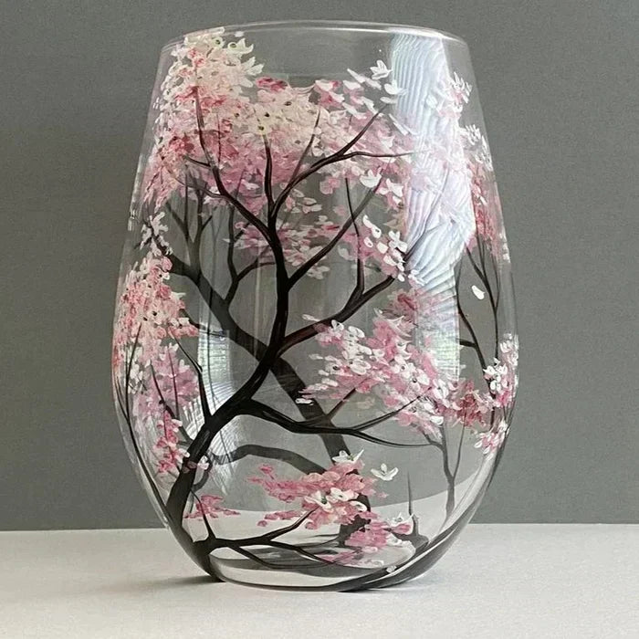 koadclo | Hand Painted Four Seasons Tree Wine Glasses – Unique Art Crystal Stemware Set