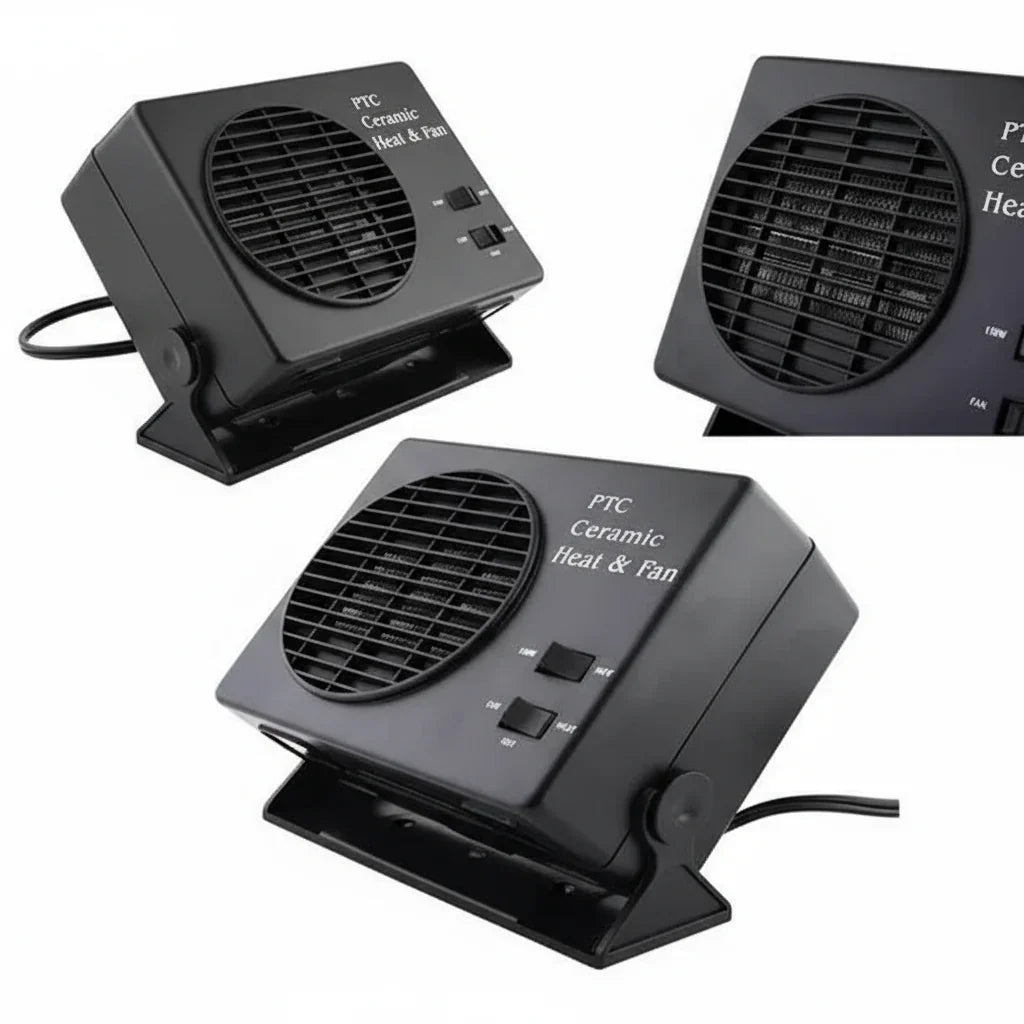 koadclo | 12V Ceramic Car Heater Fan | 150W-300W | Portable Defroster w/ Automatic Thermostat