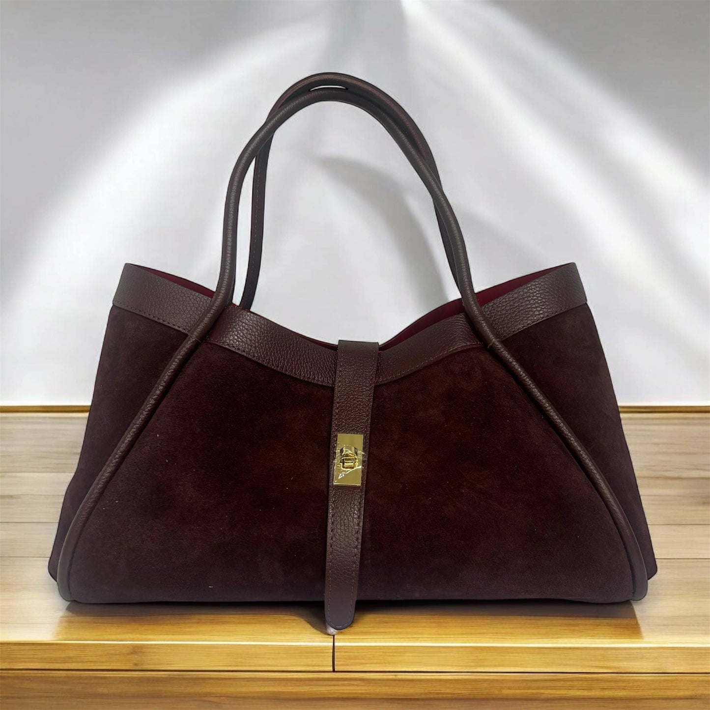 Koadclo|Genuine Suede and Togo Leather Bag, Made in Italy with Strap