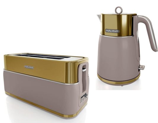 Morphy Richards Gold Signature Opulent Jug Kettle & 4 Slice Toaster Set