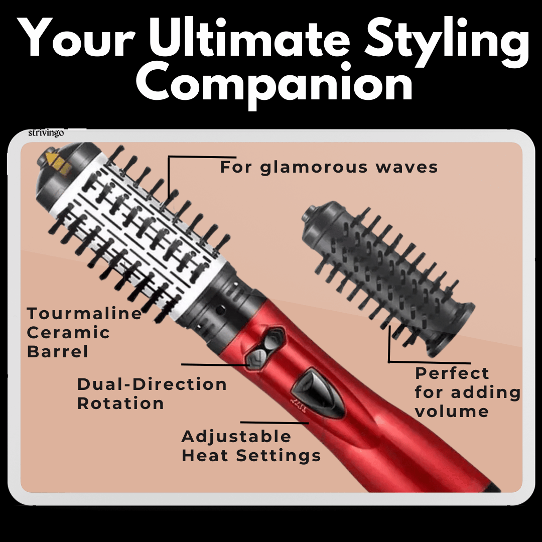 koadclo | 3-in-1 Rotating Hair Dryer and Styler – Adjustable Temperature for Effortless Curls and Waves