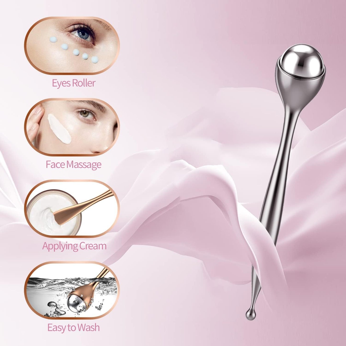 koadclo | Facial Roller - Stainless Steel Puffiness Massager