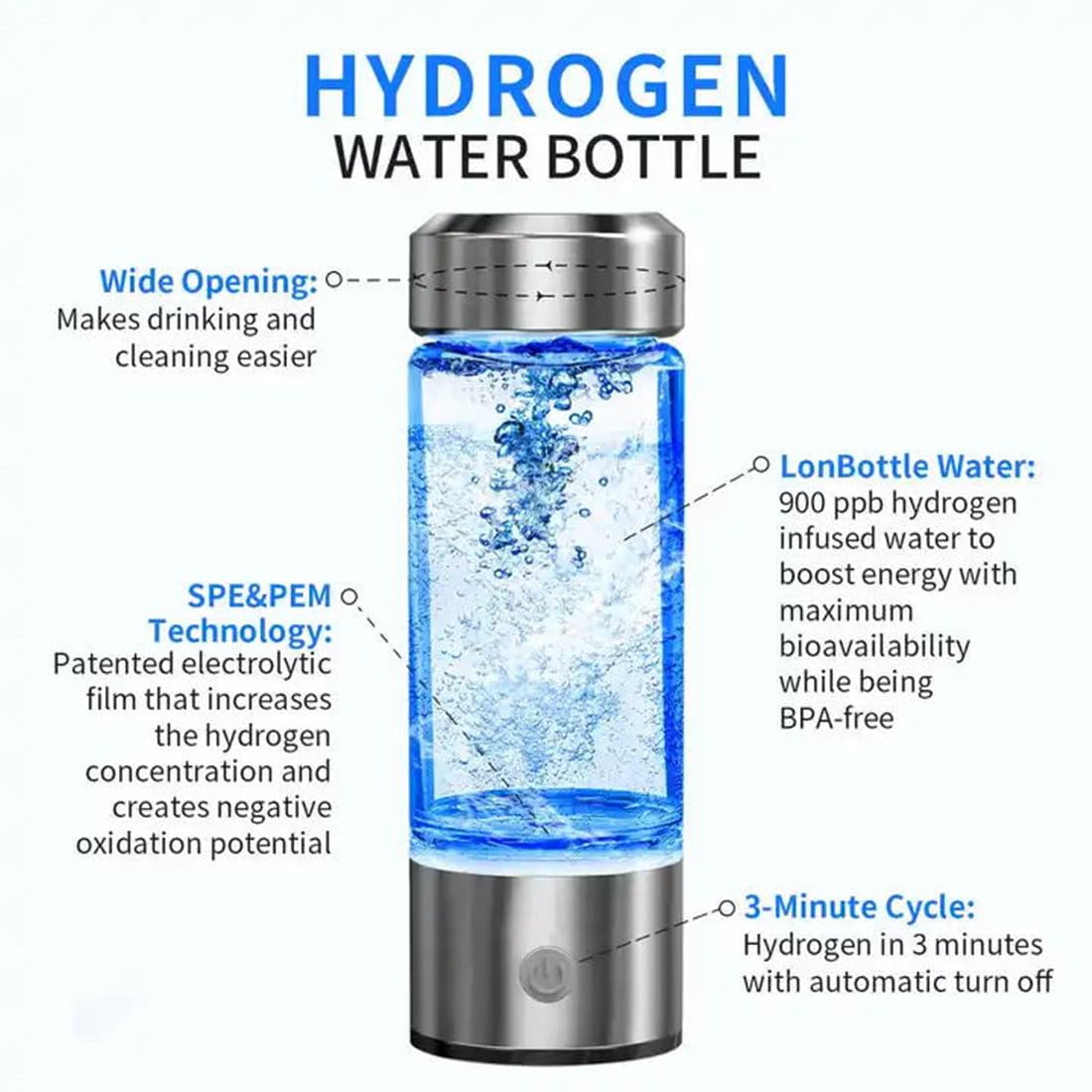 koadclo | Hydrogen Water Bottle - Portable Rechargeable BPA-Free Alkaline Water