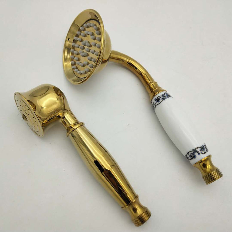 Koadclo | Traditional Handheld Shower Head with Hose - Polished Brass Wall Mounted