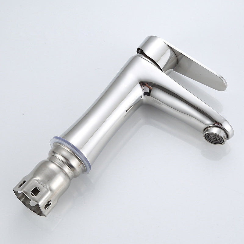 Koadclo | Modern Basin Tap - Monochrome Center Mount Low Arc Bathroom Faucet