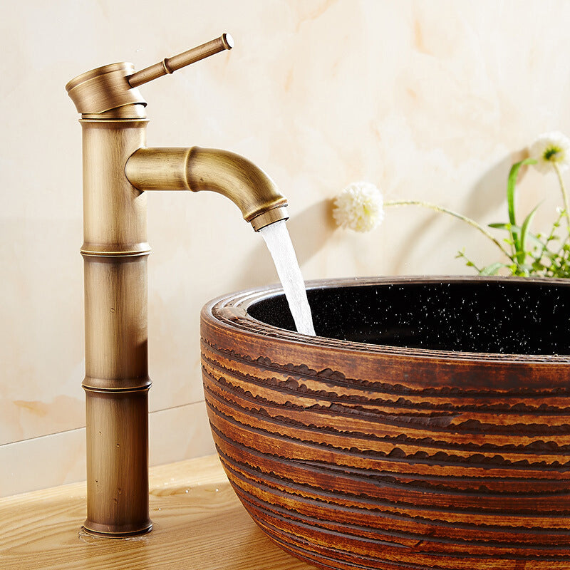 Koadclo | Farmhouse Brass Bathroom Faucet - Single Hole with Lever Handle