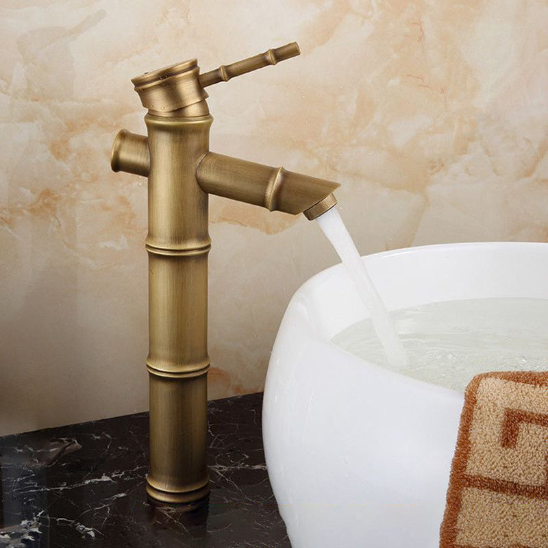 Koadclo | Farmhouse Brass Bathroom Faucet - Single Hole with Lever Handle