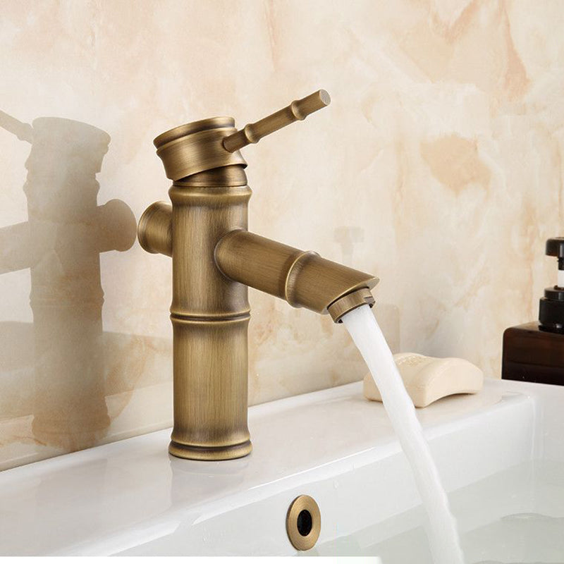 Koadclo | Farmhouse Brass Bathroom Faucet - Single Hole with Lever Handle