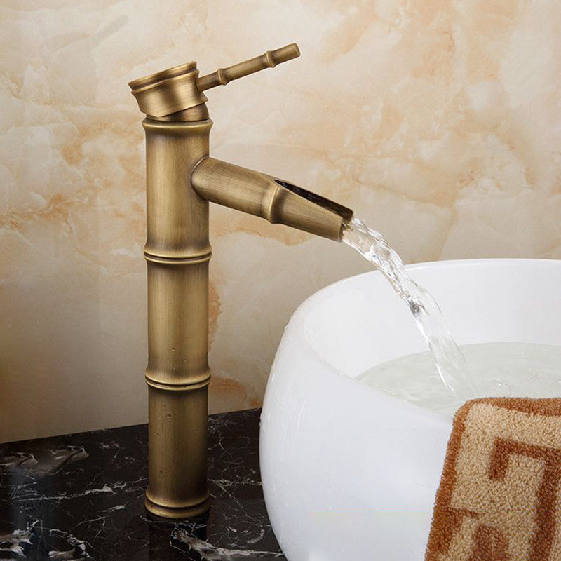 Koadclo | Farmhouse Brass Bathroom Faucet - Single Hole with Lever Handle