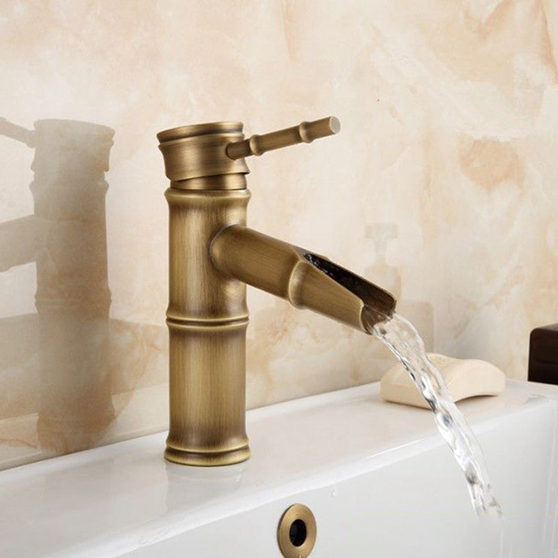 Koadclo | Farmhouse Brass Bathroom Faucet - Single Hole with Lever Handle