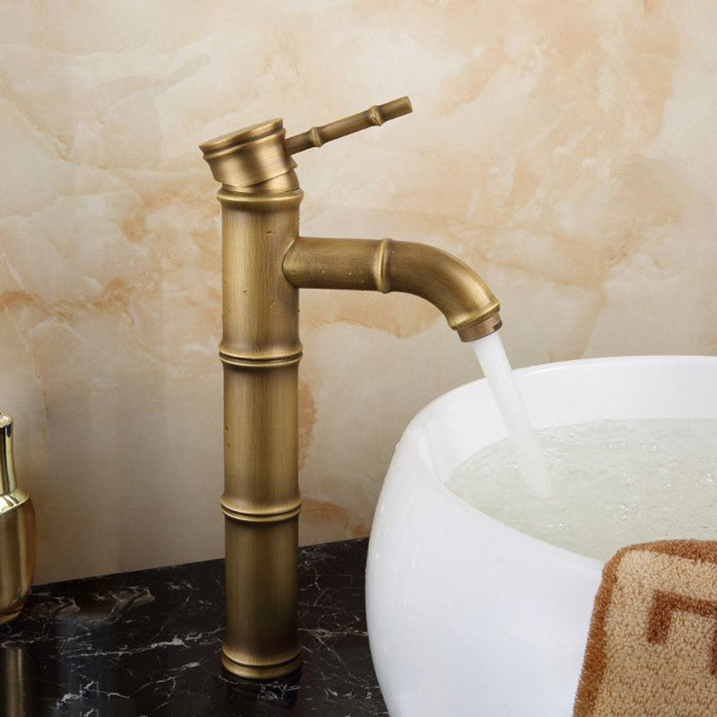 Koadclo | Farmhouse Brass Bathroom Faucet - Single Hole with Lever Handle