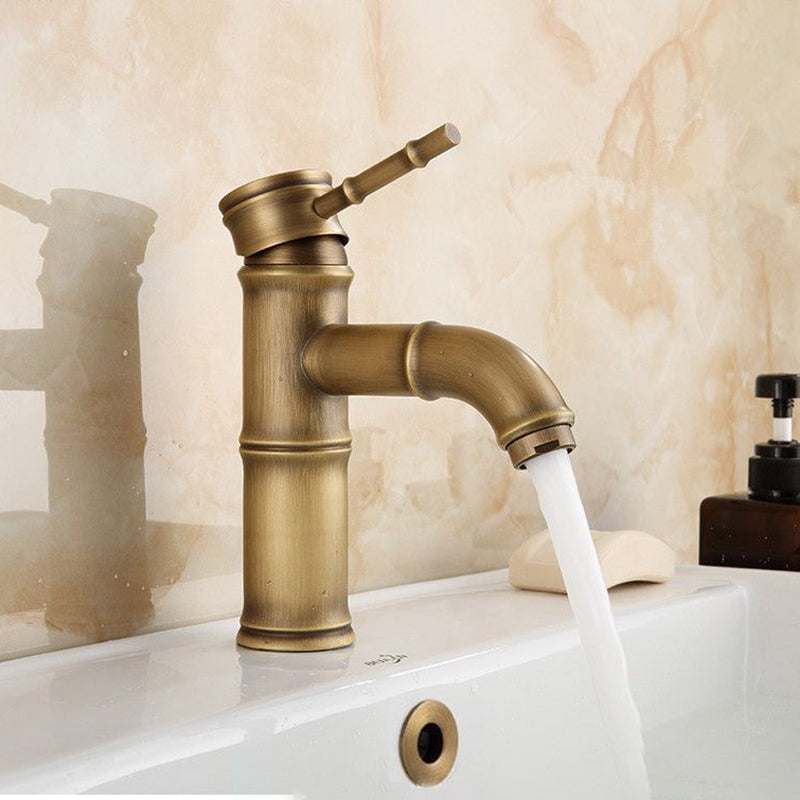 Koadclo | Farmhouse Brass Bathroom Faucet - Single Hole with Lever Handle