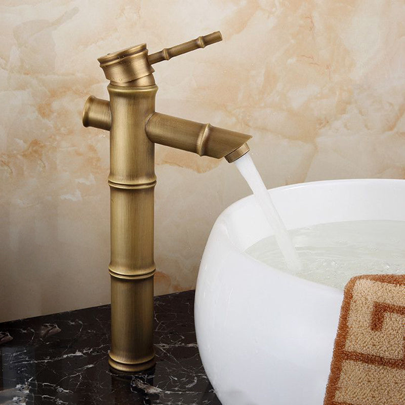 Koadclo | Farmhouse Brass Bathroom Faucet - Single Hole with Lever Handle