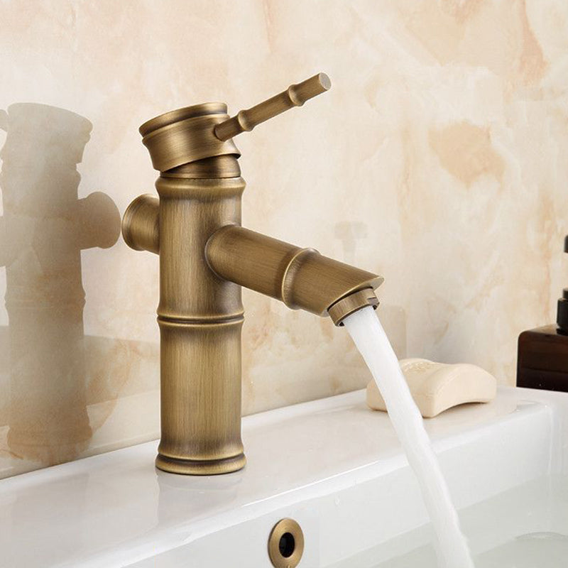 Koadclo | Farmhouse Brass Bathroom Faucet - Single Hole with Lever Handle