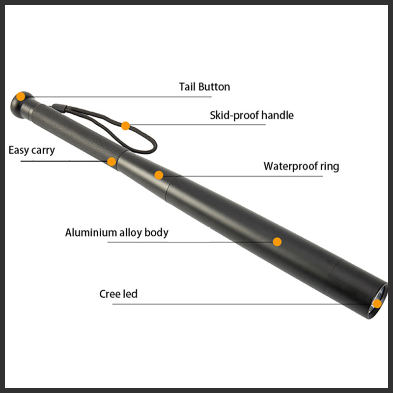 Koadclo | Baseball Bat Shaped LED Flashlight – Aluminum Alloy, 3 Lighting Modes for Emergency & Utility Use