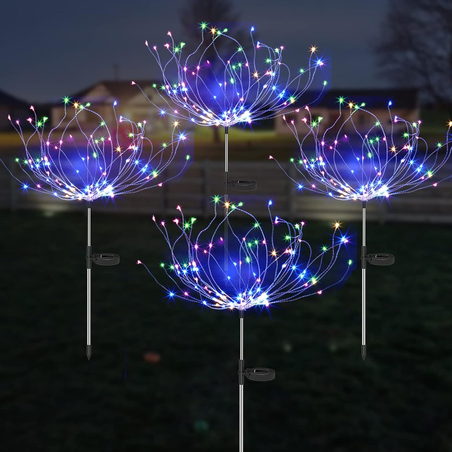 Koadclo | 4-Piece Solar Firework Garden Lights – Weatherproof LED Decorative Stakes for Garden & Patio