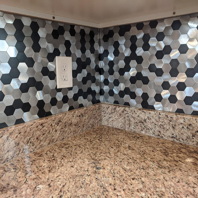 Koadclo | Modern Peel & Stick Metal Mosaic Tile - Hexagon & Subway Options