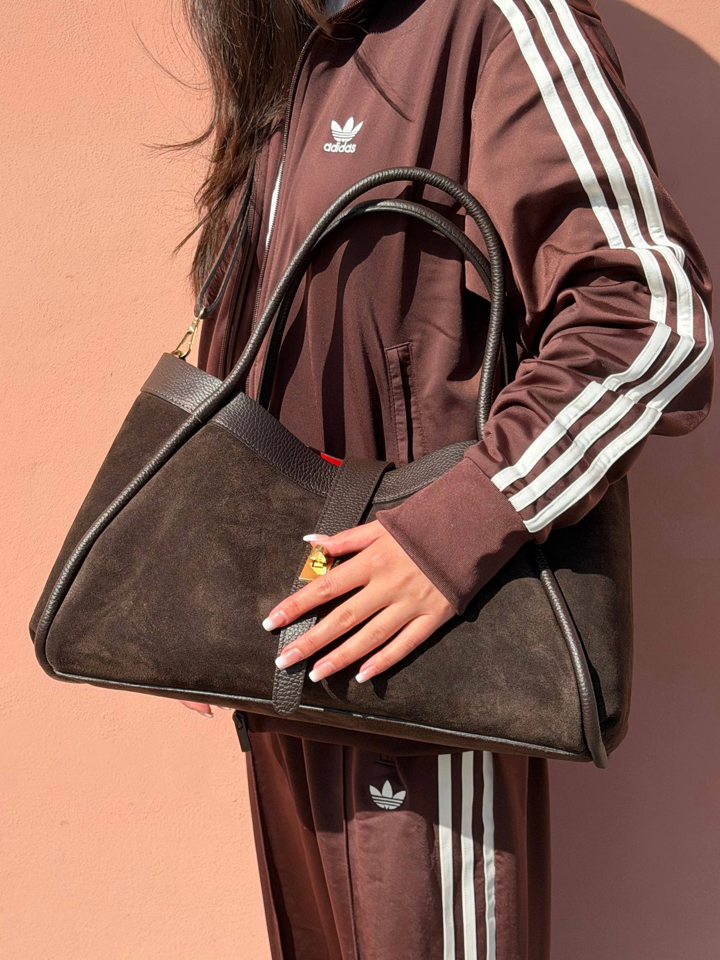 Koadclo|Genuine Suede and Togo Leather Bag, Made in Italy with Strap