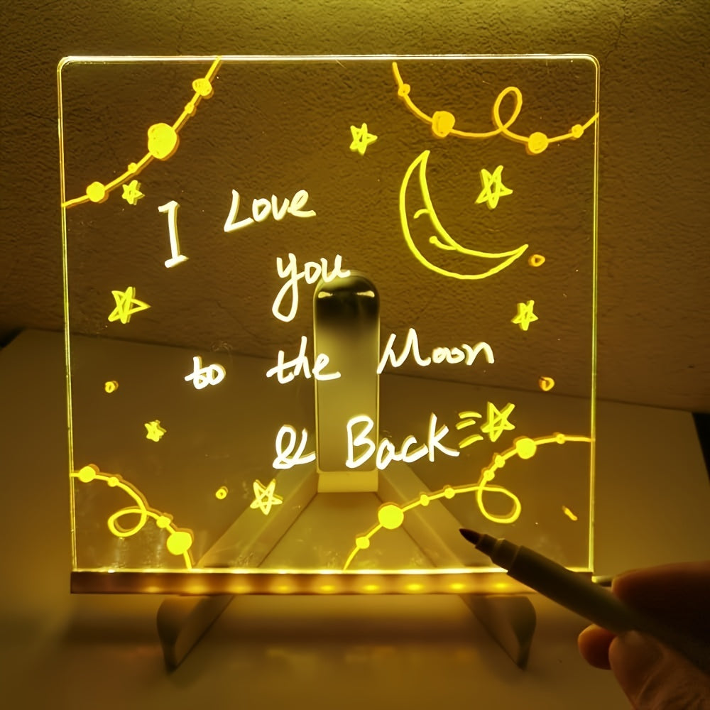 Koadclo | USB LED Noteboard with 12 Colored Pens - Bright Message Board for Office & Home