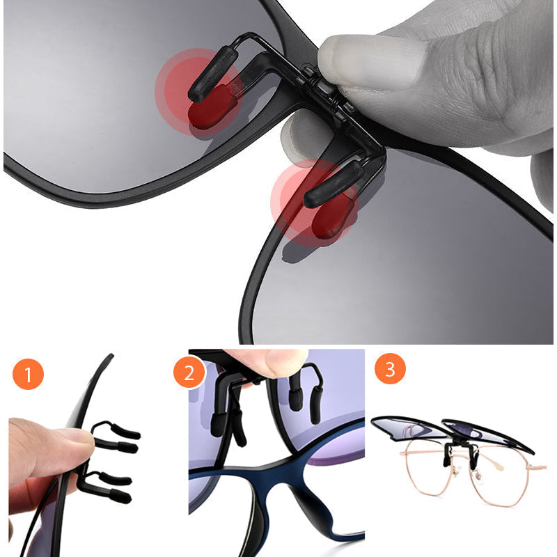 koadclo | New Polarized Clip-On Folding Sunglasses – Over Glasses Flip-Up Lens