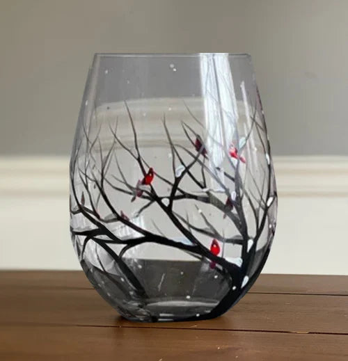 koadclo | Hand Painted Four Seasons Tree Wine Glasses – Unique Art Crystal Stemware Set