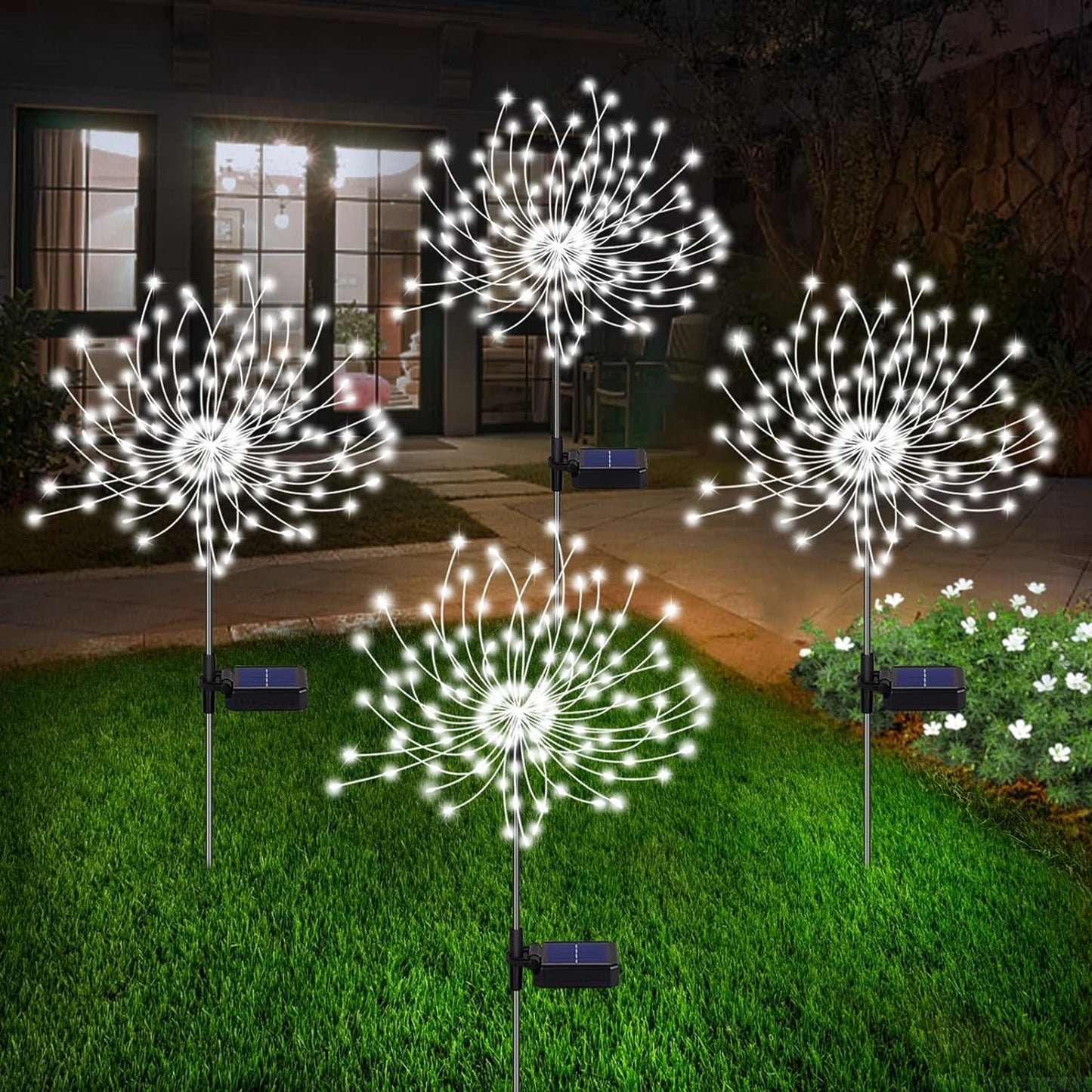 Koadclo | 4-Piece Solar Firework Garden Lights – Weatherproof LED Decorative Stakes for Garden & Patio