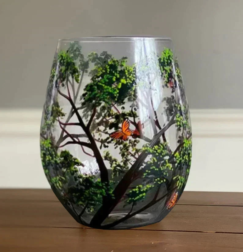 koadclo | Hand Painted Four Seasons Tree Wine Glasses – Unique Art Crystal Stemware Set