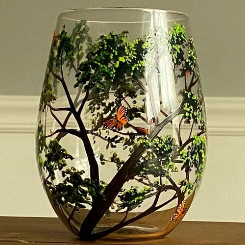 Amtn Club | Hand Painted Four Seasons Tree Wine Glasses – Unique Art Crystal Stemware Set