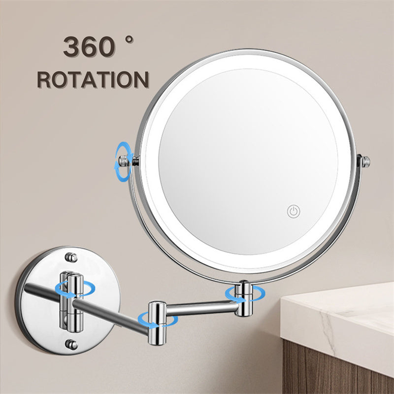 Koadclo | Rechargeable Wall-Mounted Shaving Mirror - 360° Rotation with LED Lighting