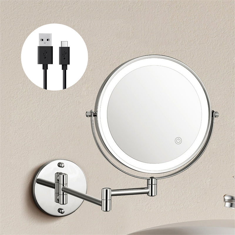 Koadclo | Rechargeable Wall-Mounted Shaving Mirror - 360° Rotation with LED Lighting