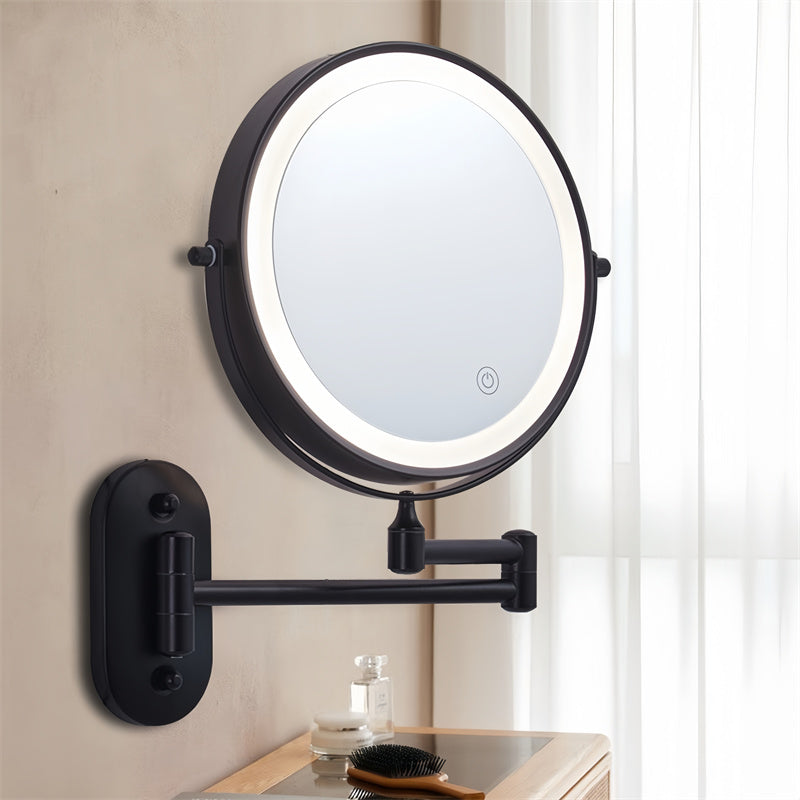 Koadclo | Rechargeable Wall-Mounted Shaving Mirror - 360° Rotation with LED Lighting