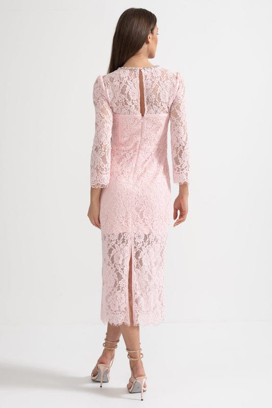 Amarisse | Soft Pink Lace Maxi Dress with Timeless Elegance by Koadclo